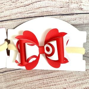 Faux leather baby girl bow
